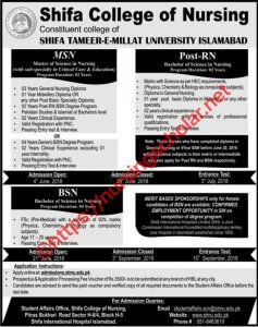 Admission Open Shifa College of Nursing 2018