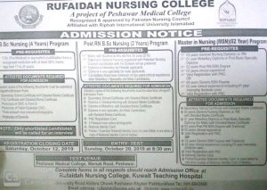 Rufaidah Nursing College Admissions 2019 for BSN, Post RN and MSN 2019