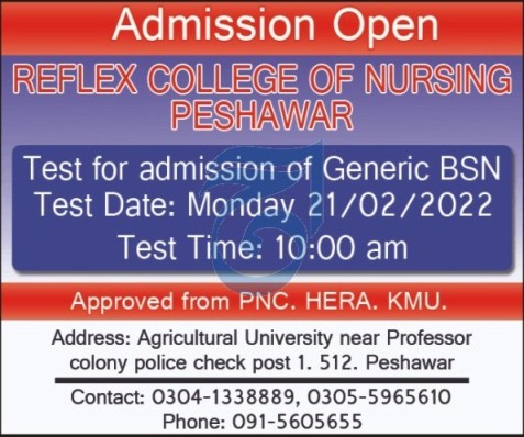 Reflex College of Nursing & Health Sciences, Peshawar