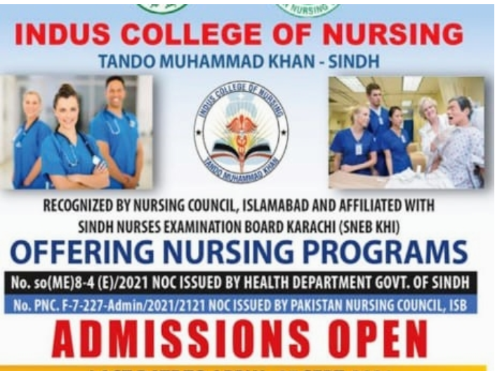 Indus College of Nursing Tando M Khan BSN Admissions