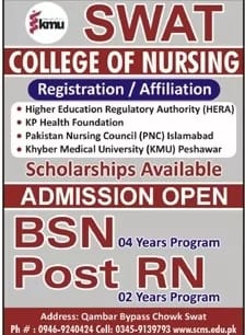 Admissions Open In Swat College of Nursing, BSN, Post Rn