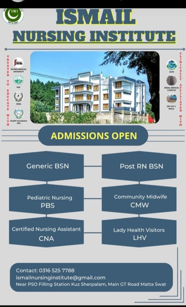 Admissions Open in Ismail Nursing Institute |Swat|
