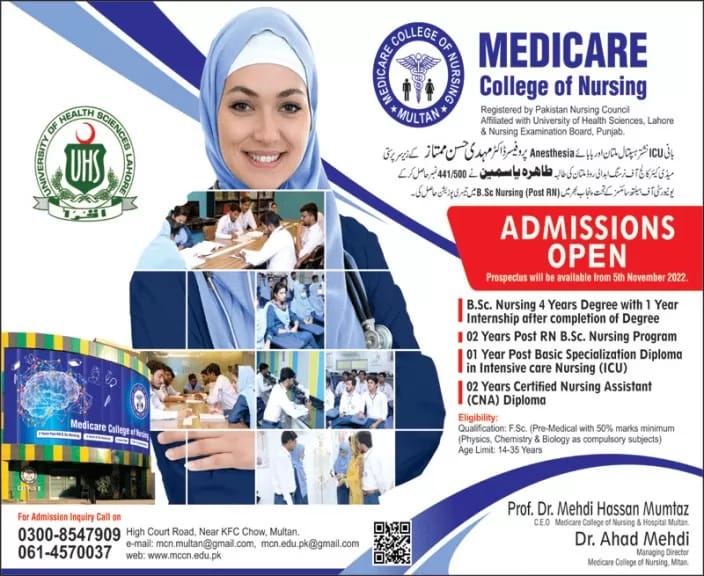 Admissions Open in Medicare College Of Nursing