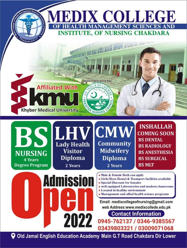 Admissions Open in Jibran College of Health Sciences and Institute of Nursing Swat |Chakdara Campus|
