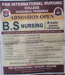 Admissions Open in Pak International Nursing College |Peshawar|