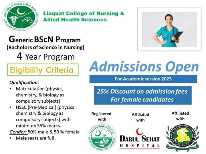 Admissions Open in Liaquat College of Nursing & Allied Health Sciences 2023