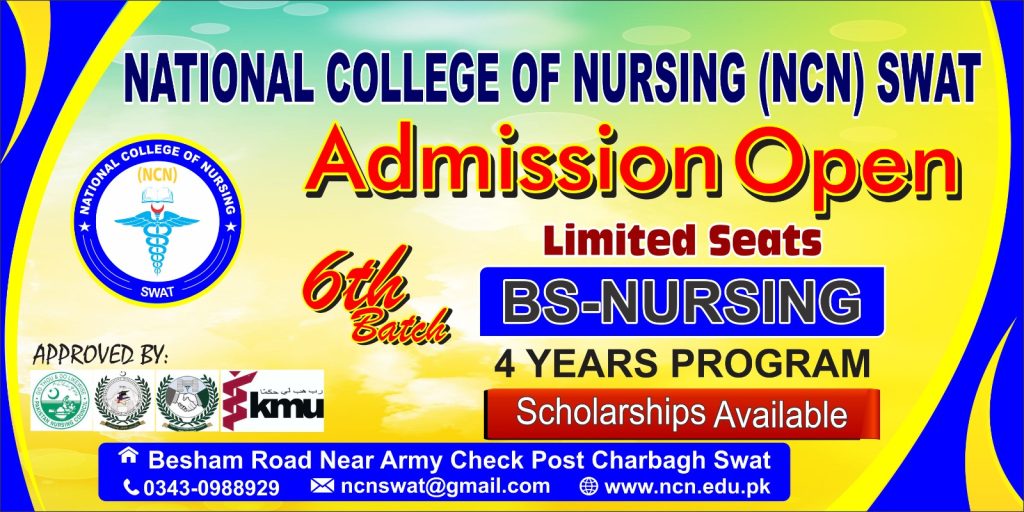 Admissions Open in National College of Nursing (NCN) Swat 2024 ...