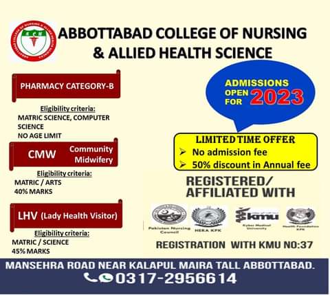 Abbottabad College Of Nursing Admission 2023