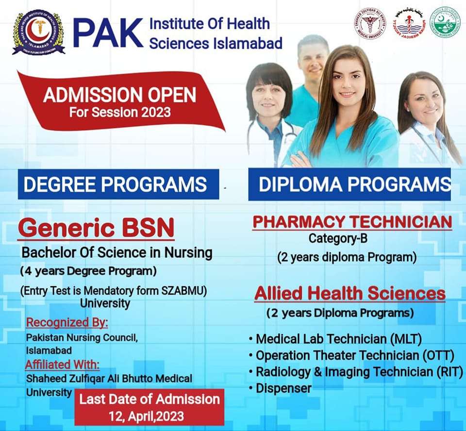 Pak institute of health science admission in BsN 