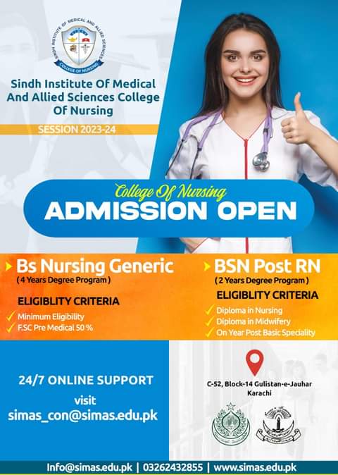 Admissions Open in Sindh Institute Of Medical and Allied Sciences 2023