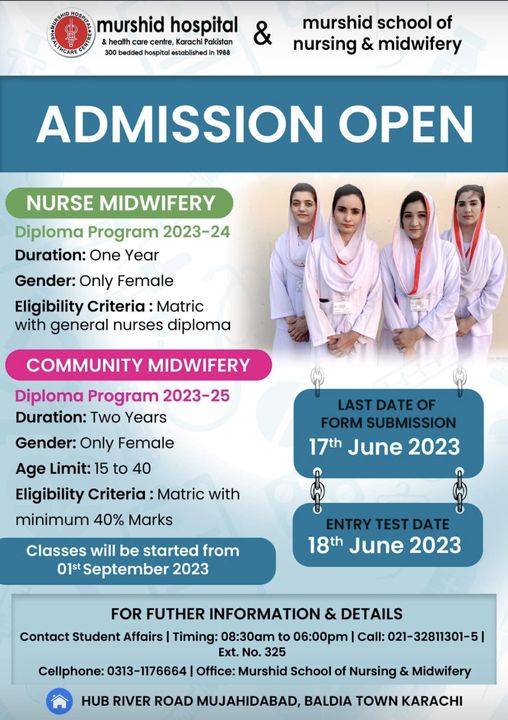 Admission Open at Murshid School of Nursing & Midwifery 2023