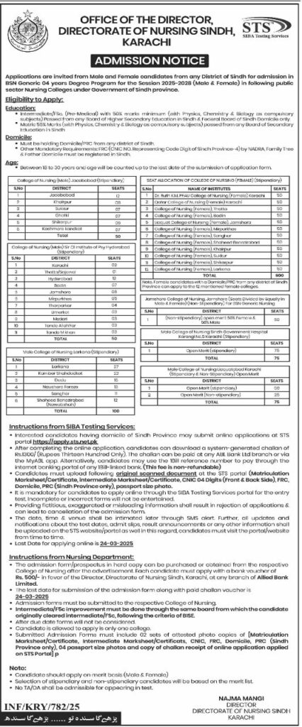 ADMISSIONS OPEN IN DR RUTH PFAU COLLEGE OF NURSING 2025