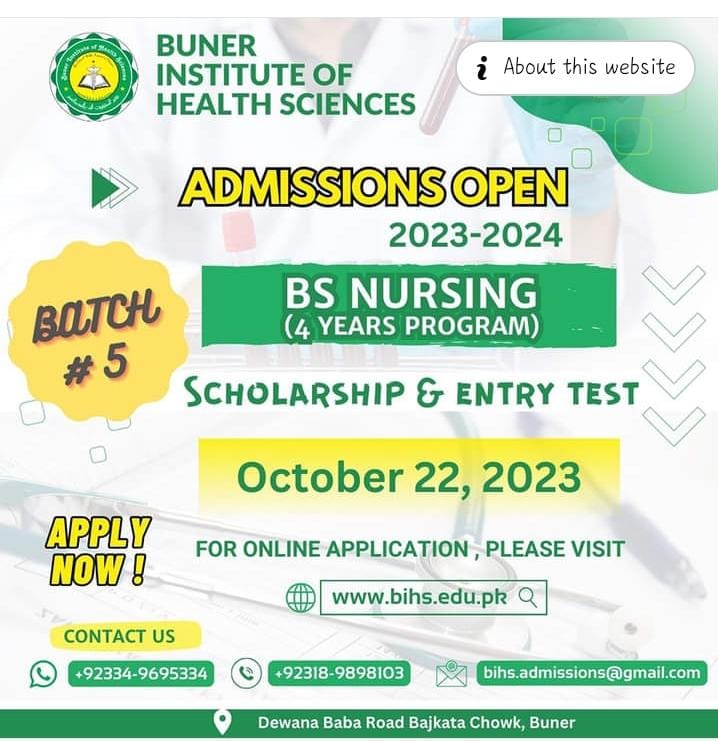 Admissions Open in Buner College Of Nursing 2023