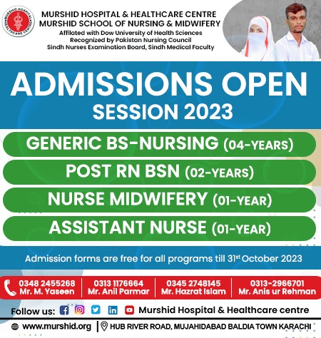 Admission Open at Murshid School of Nursing & Midwifery 2024