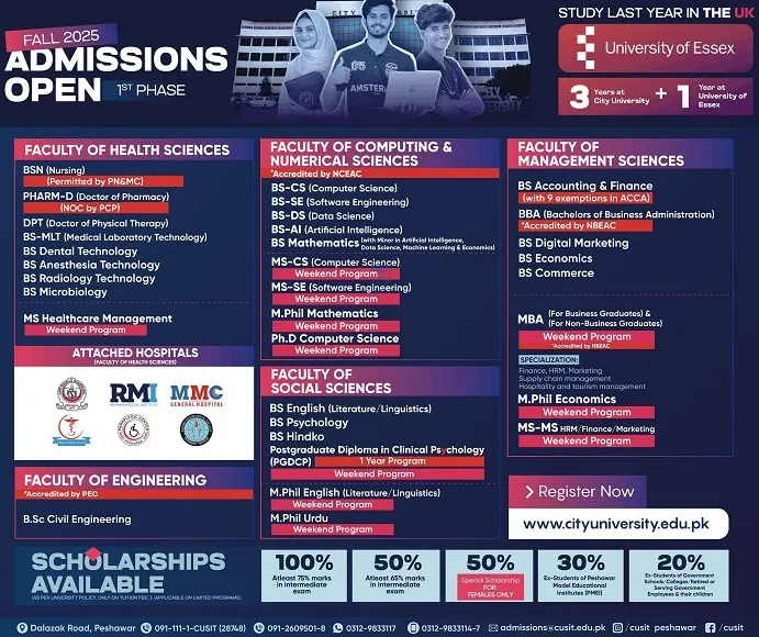 City University Of Science & Information Technology, Peshawar, CUSIT admission open
