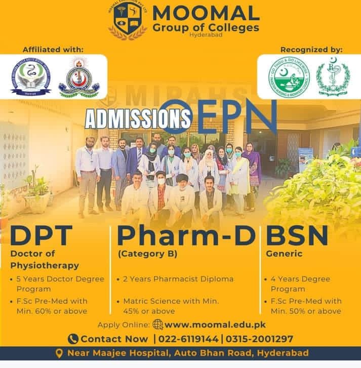 Moomal Group of Colleges BSN Admissions 2024