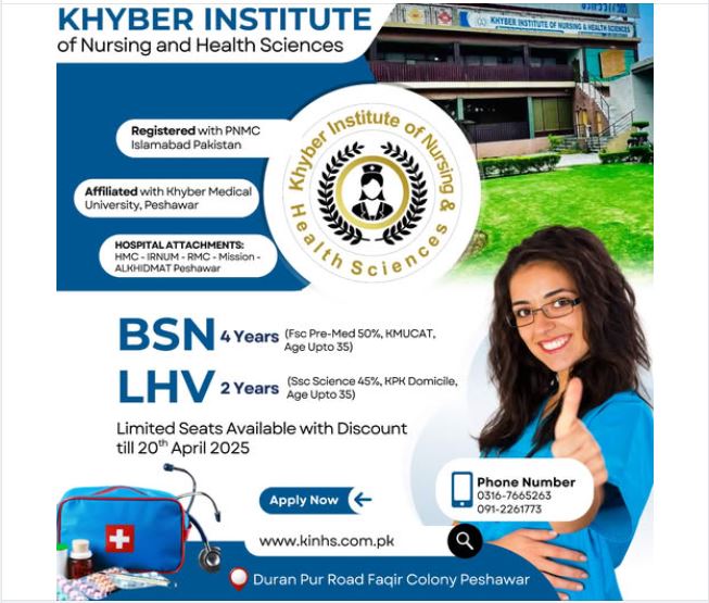 admission open in Khyber Institute of Nursing and Health Sciences