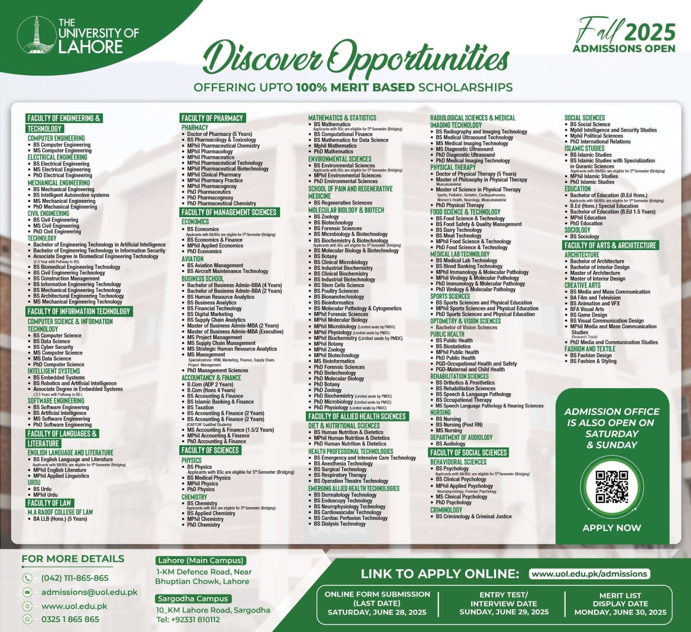 Lahore School of Nursing Admission in Lahore and Sargodha Campus: